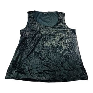 2706 Citron Santa Monica Women's Small Black crushed Velvet Tank Top Silk Blend